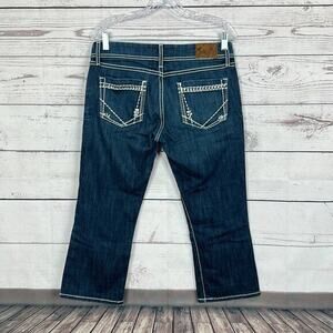 Buckle BKE Jeans Womens 29 Starlite Blue Crop‎ Rhinestone Pocket Blingy Western